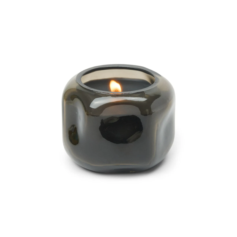 Basalt 5oz Organic Tinted Glass Candle / Palo Santo Suede