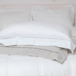 Bask Linen Hemstitch Pillowcase Set 2 / White