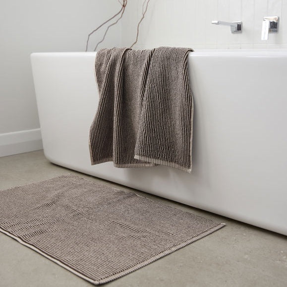 Stripe Cotton Bath Mat / Cocoa + Bone