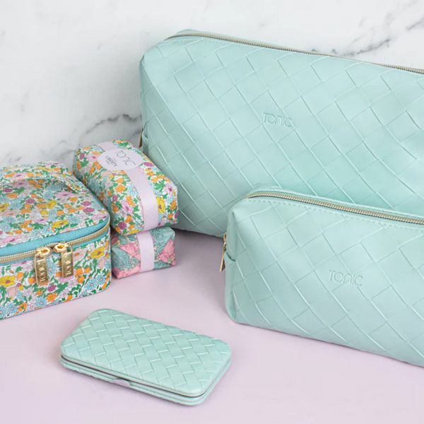 Woven Beauty Bag Small / Teal