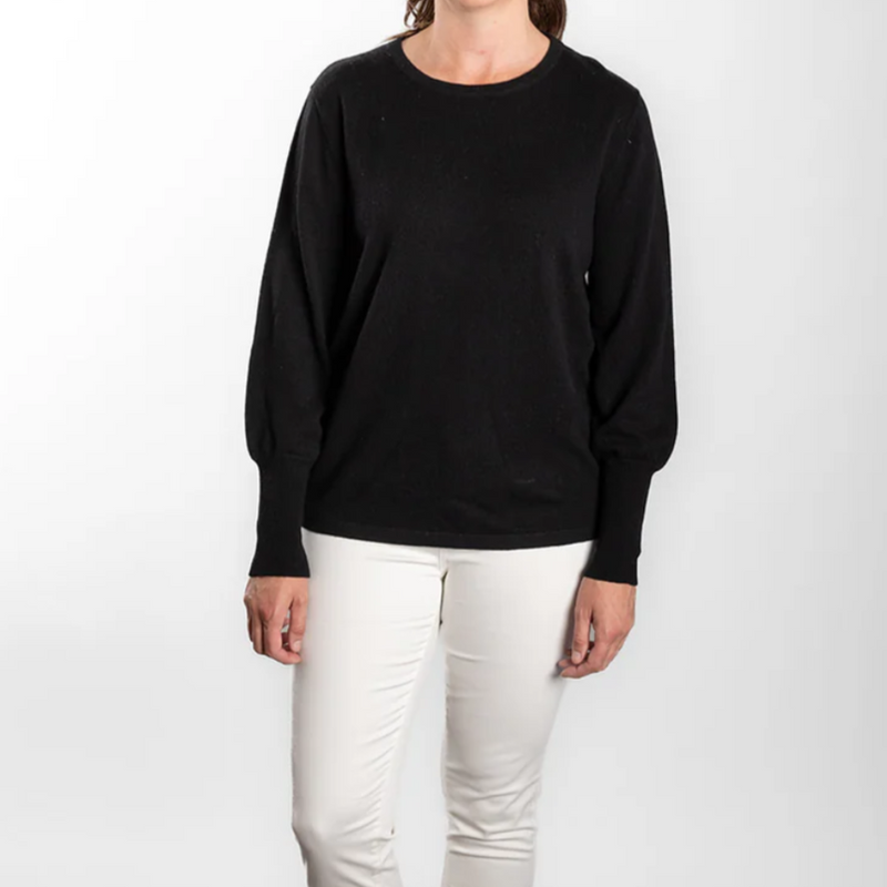 Bell Sleeve Crew Jumper / Black