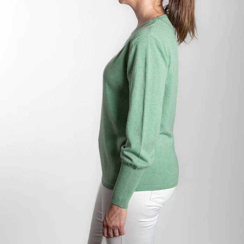 Bell Sleeve Crew Jumper / Mint Green