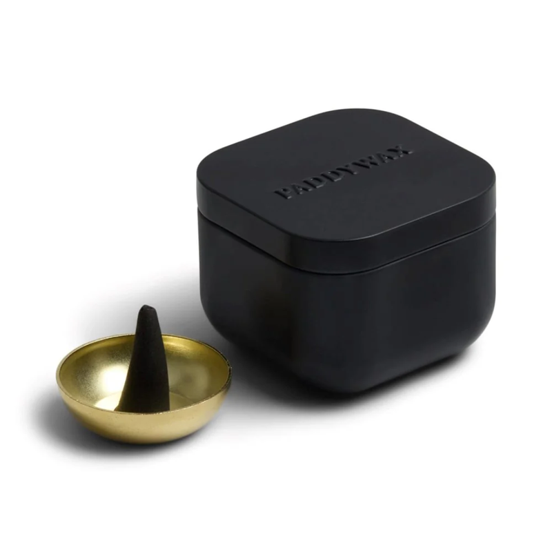 Cubed Metal Tin Incense / Black