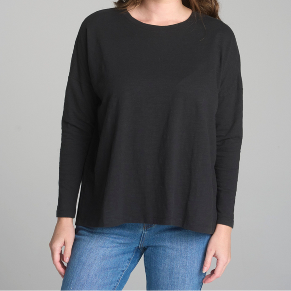 Boxy Sleeve Basic Tee / Black