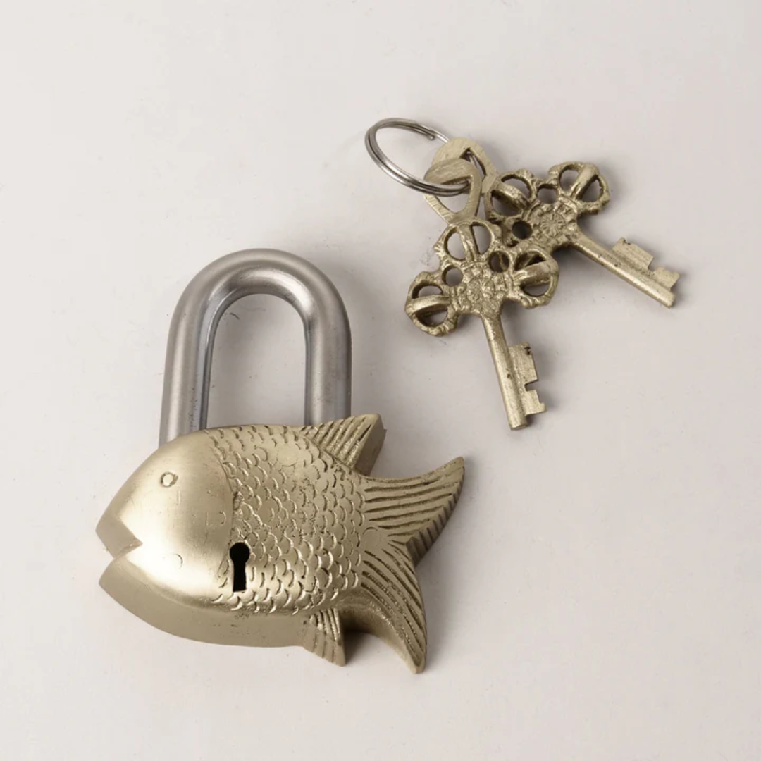 Brass Fish Lock Small – Home Goods Hardware