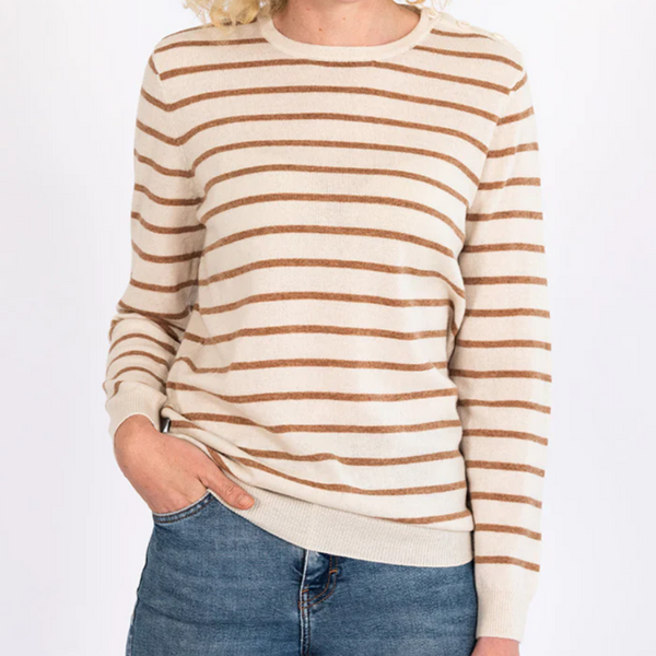 Breton Stripe Jumper / White + Cinnamon
