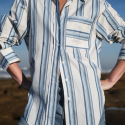 Buddy Shirt / Cerulean + Antique Stripe