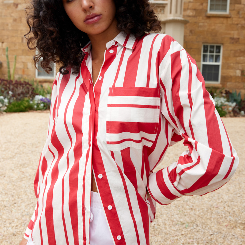 Buddy Shirt / Ruby + Antique Stripe