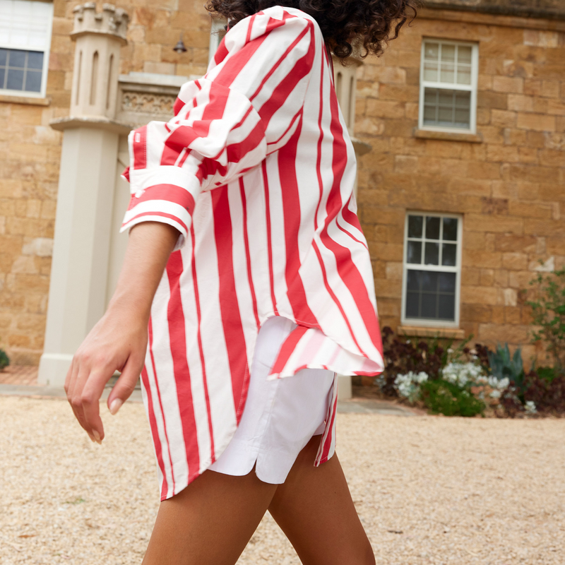 Buddy Shirt / Ruby + Antique Stripe