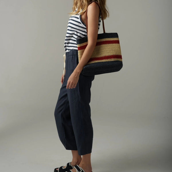 Linen Cropped Pant / Navy