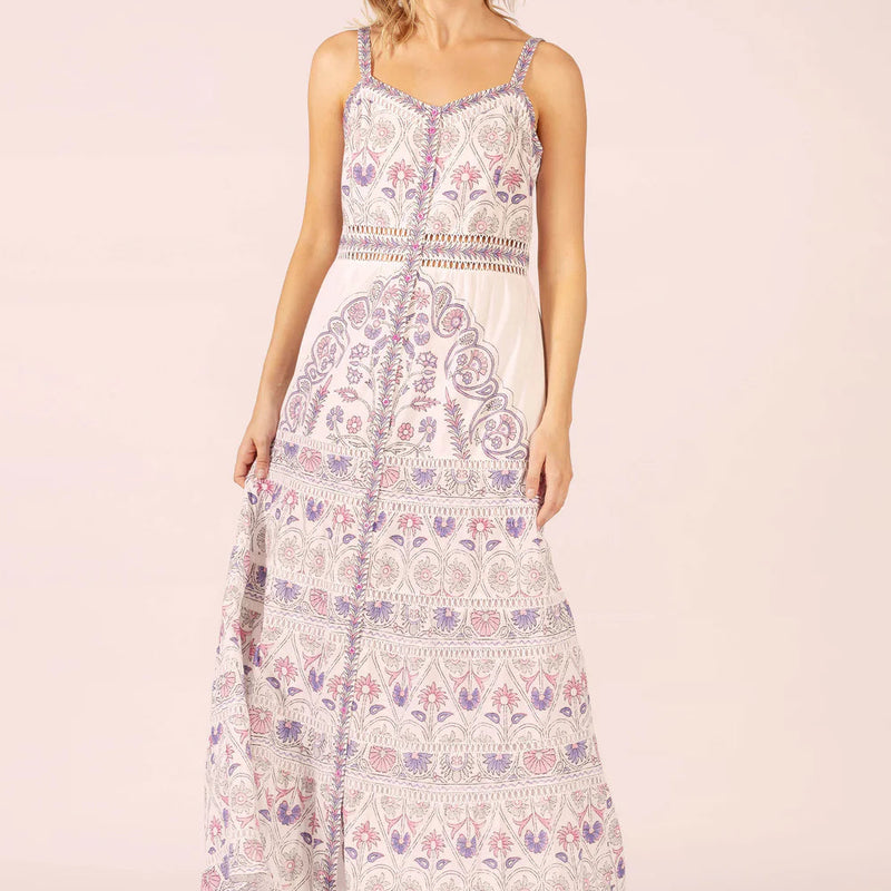 Anu Hindi Cotton Maxi Dress / White