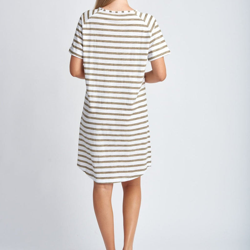Stripe Raglan Sleeve Dress / White + Twig