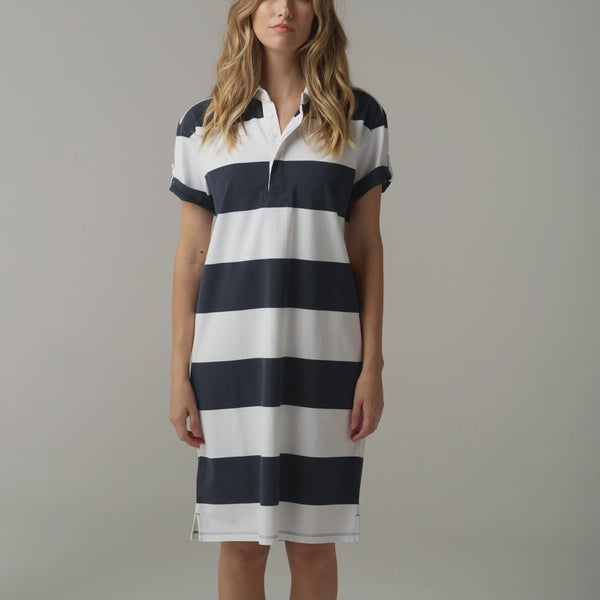 Stripe Rugby Dress / White + Parisian Navy