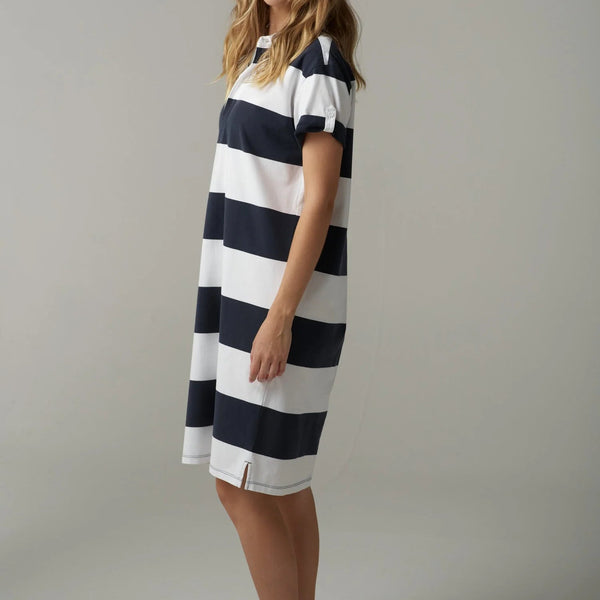 Stripe Rugby Dress / White + Parisian Navy