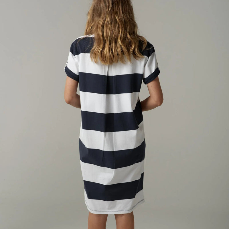 Stripe Rugby Dress / White + Parisian Navy