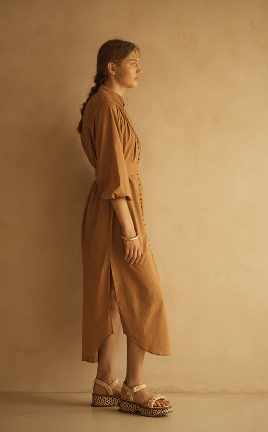 Billow Sleeve Resort Maxi Dress / Cammello