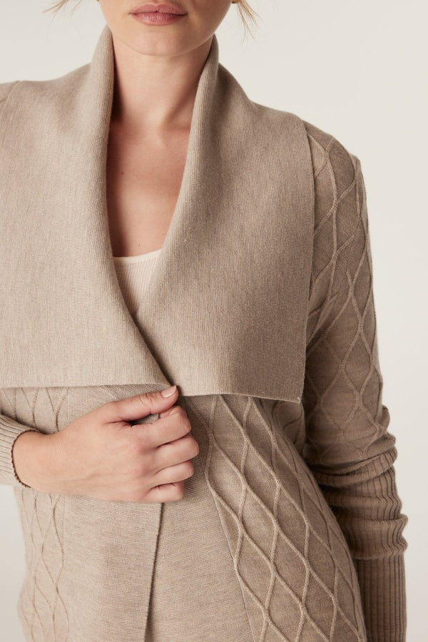The Victoria Merino Cardigan / Pebble
