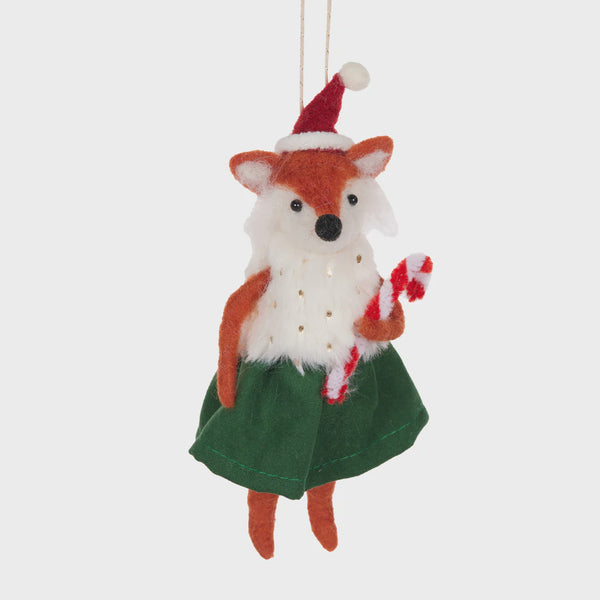 Wool Fox with Candy Cane