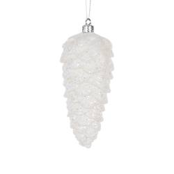 Metallic Long Pinecone Bauble / White