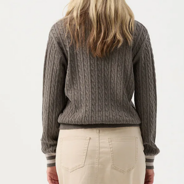 Cable Knit Polo Jumper / Squirrel + Cobweb