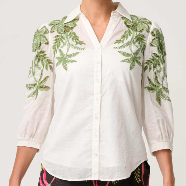 Callisto Cotton Embroidered Shirt / Ivory