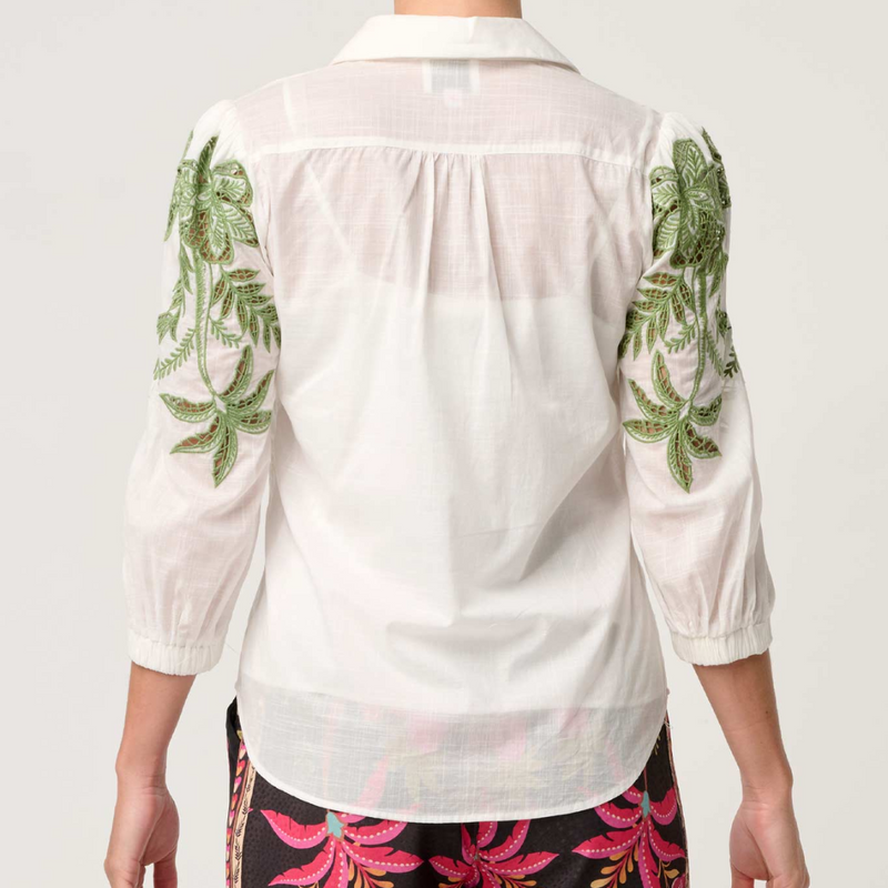 Callisto Cotton Embroidered Shirt / Ivory