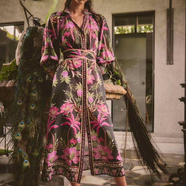 Carmen Silk Maxi Dress / Anthos Lotos