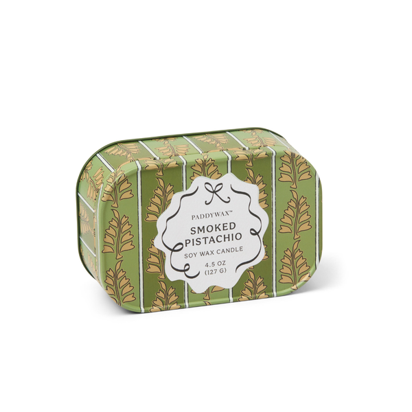 Cherie Printed Tin 4.5oz Candle / Green + Khaki