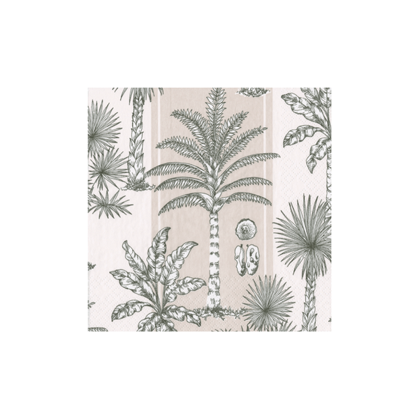 Cocktail Napkins / Southern Palms Flax White