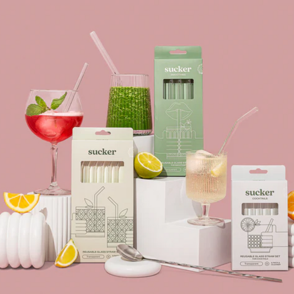 Reusable Glass Cocktail Straws / Clear