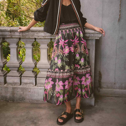 Cordelia Shirred Waist Skirt / Anthos Lotos