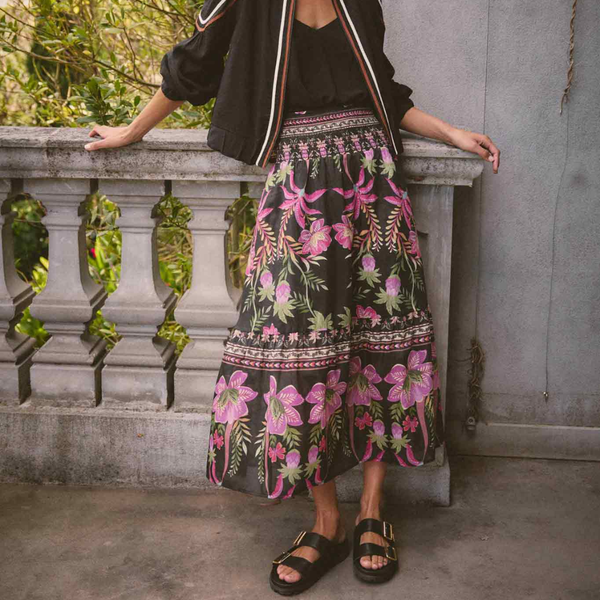 Cordelia Shirred Waist Skirt / Anthos Lotos