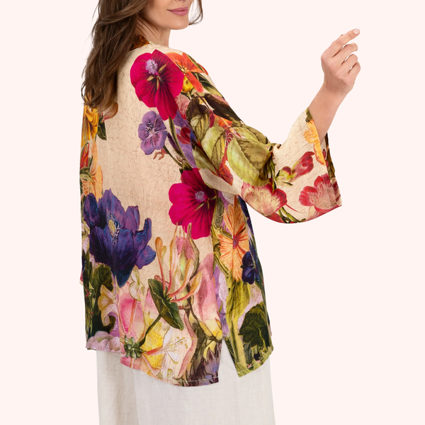 Mid Length Kimono / Cream Posy