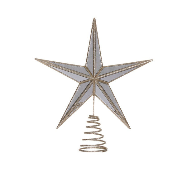 5 Point Mirrored Tree Topper Star / Champagne