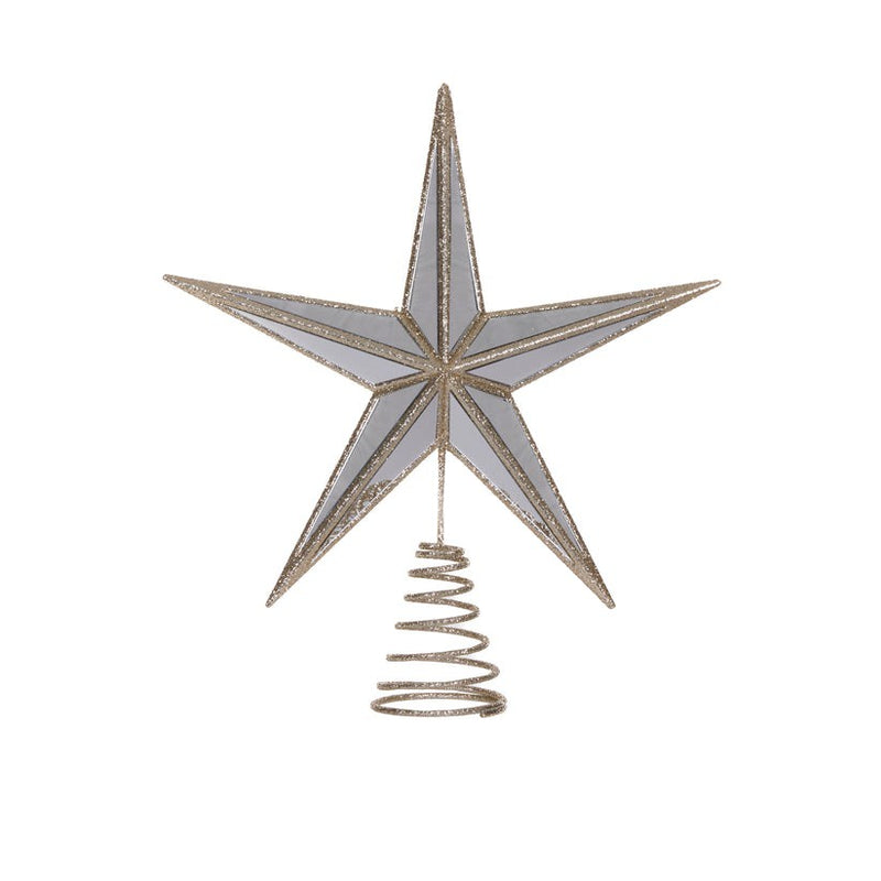 5 Point Mirrored Tree Topper Star / Champagne