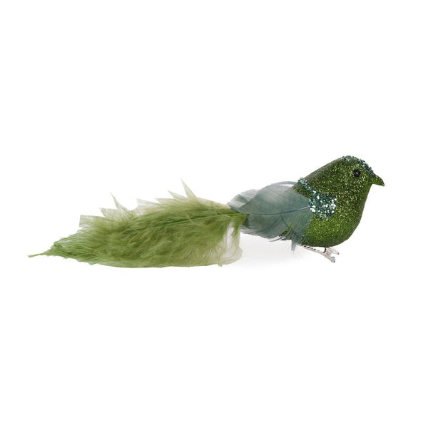 Sugared Bird Clip / Green