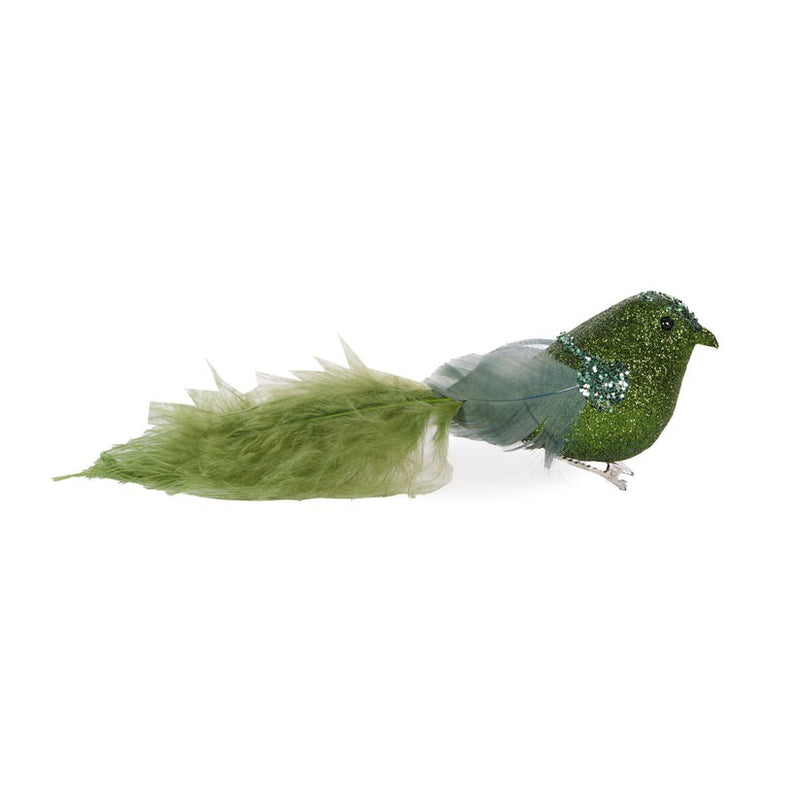 Sugared Bird Clip / Green