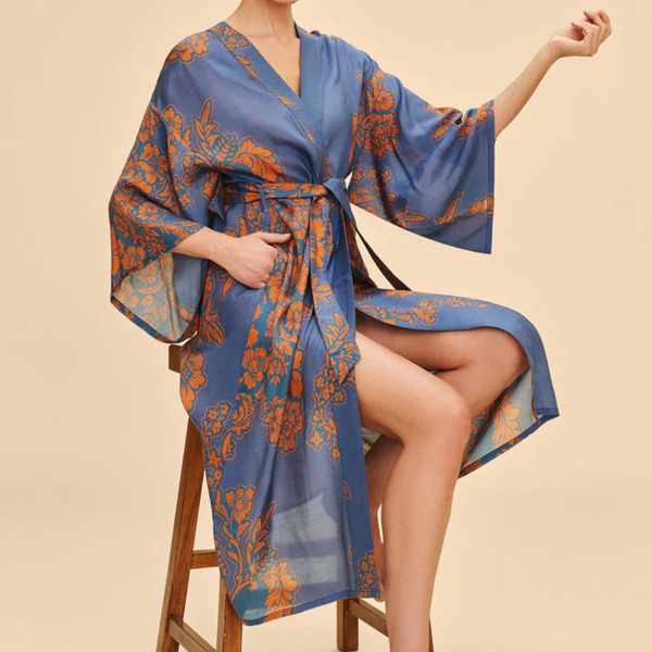 Tapestry Kimono Gown / Denim