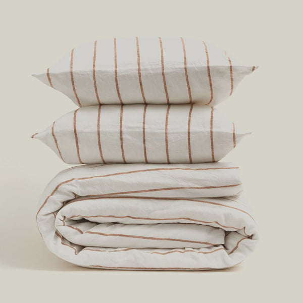 Duvet Cover King / Tobacco Stripes