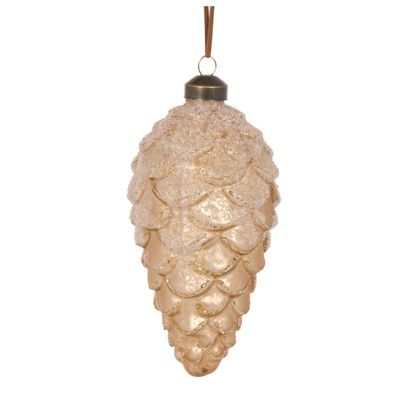 Frosted Pinecone Bauble / Champagne
