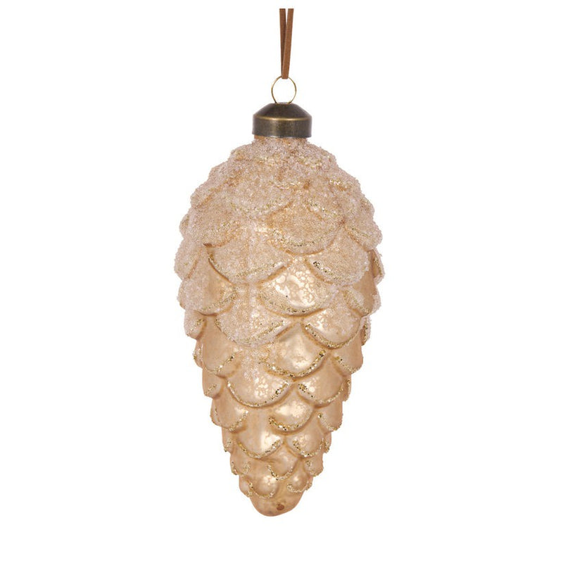 Frosted Pinecone Bauble / Champagne