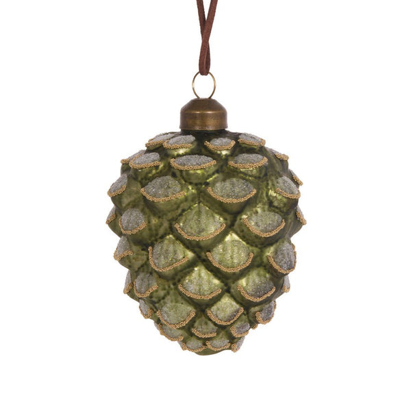 Frosted Pinecone Bauble / Green