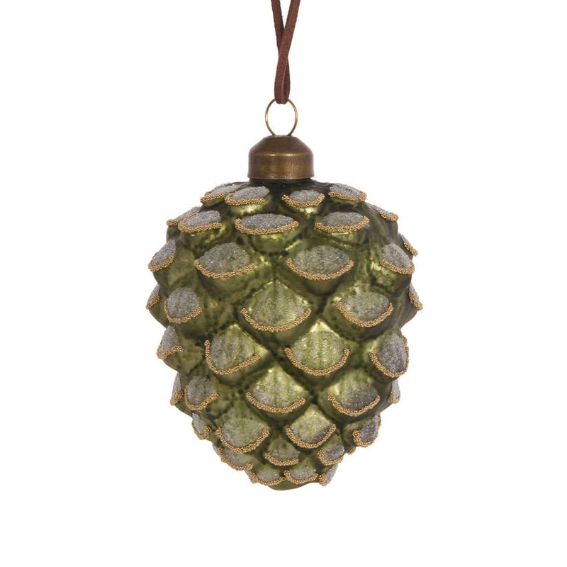 Frosted Pinecone Bauble / Green