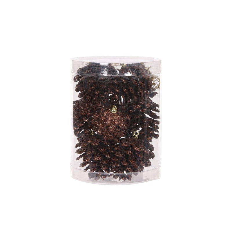 Mini Glitter Pinecones 12pack / Brown