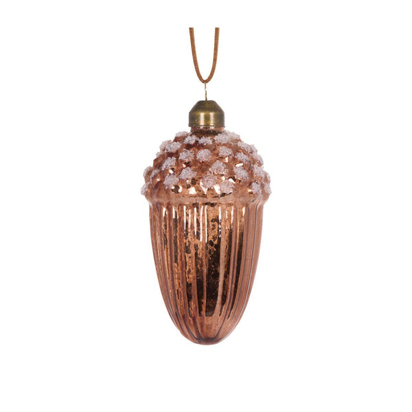 Frosted Acorn Bauble / Copper