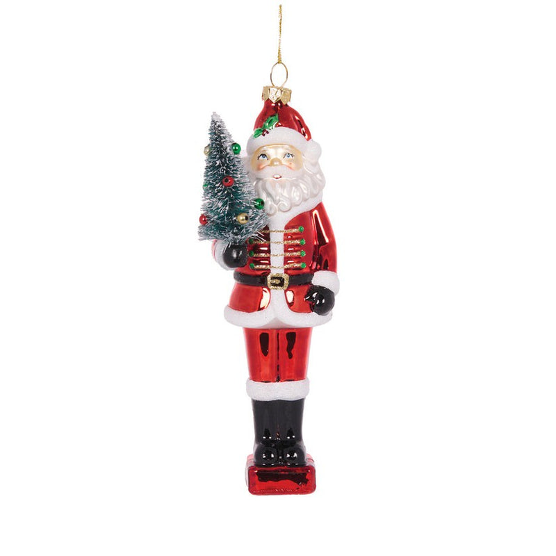 Hanging Glass Santa with Tree