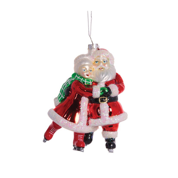 Hanging Glass Hugging Mr & Mrs Claus