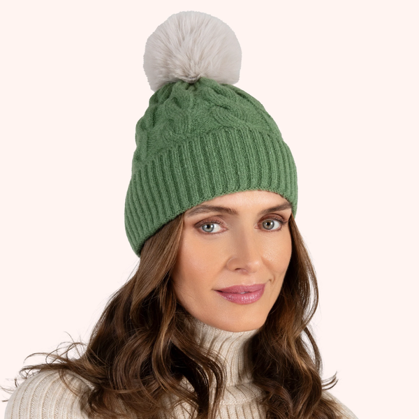 Elise Bobble Hat / Sage + Cream
