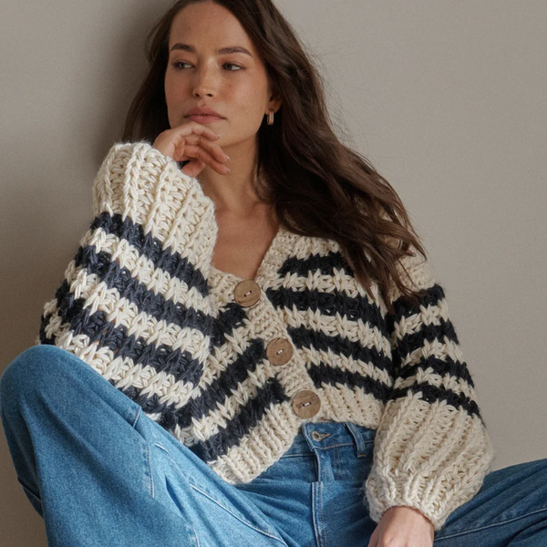Elsie Knit / Navy + Ecru