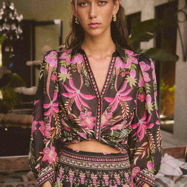 Elysian Silk Print Shirt / Anthos Lotos